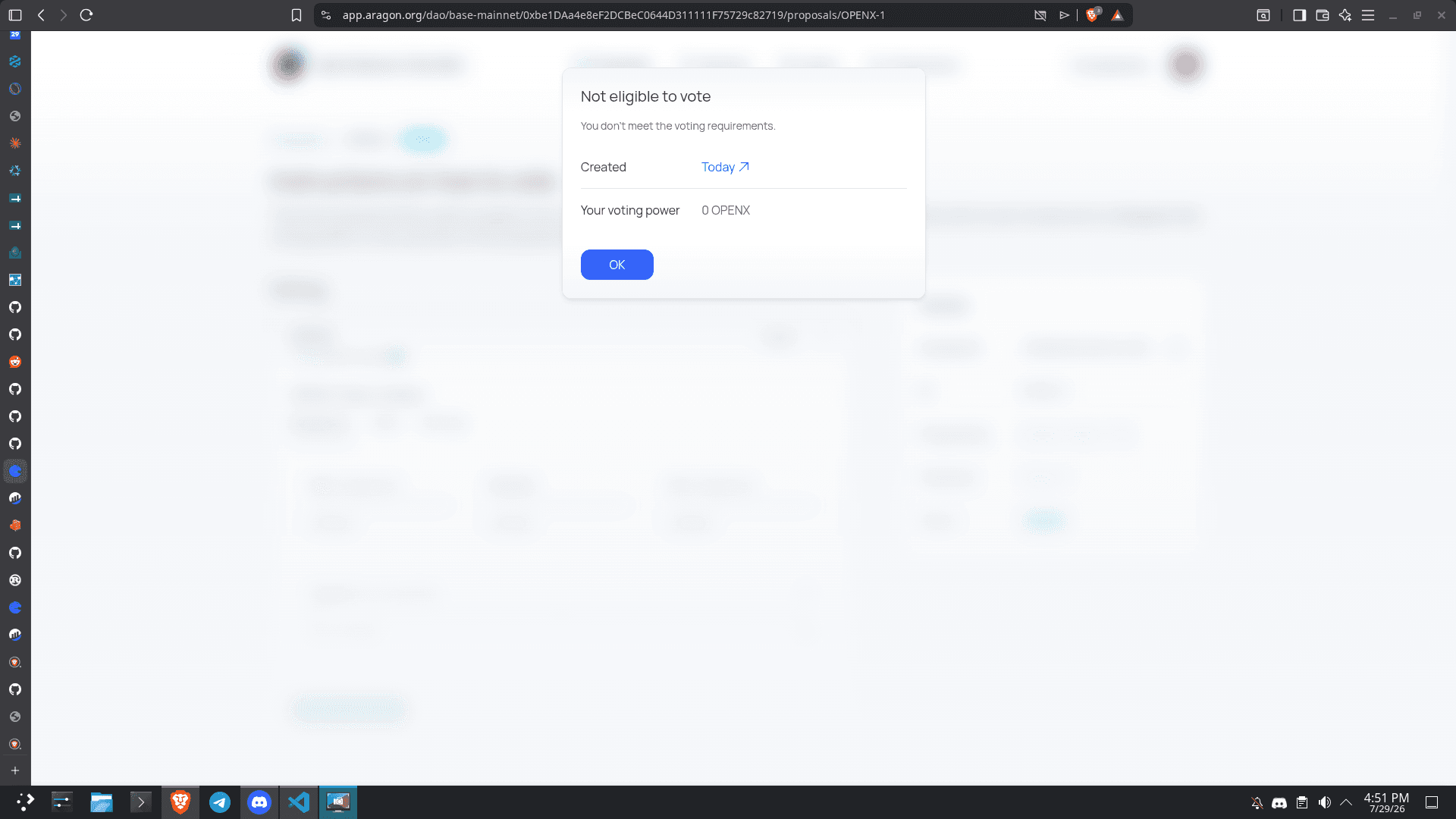 DAO proposal ineligible