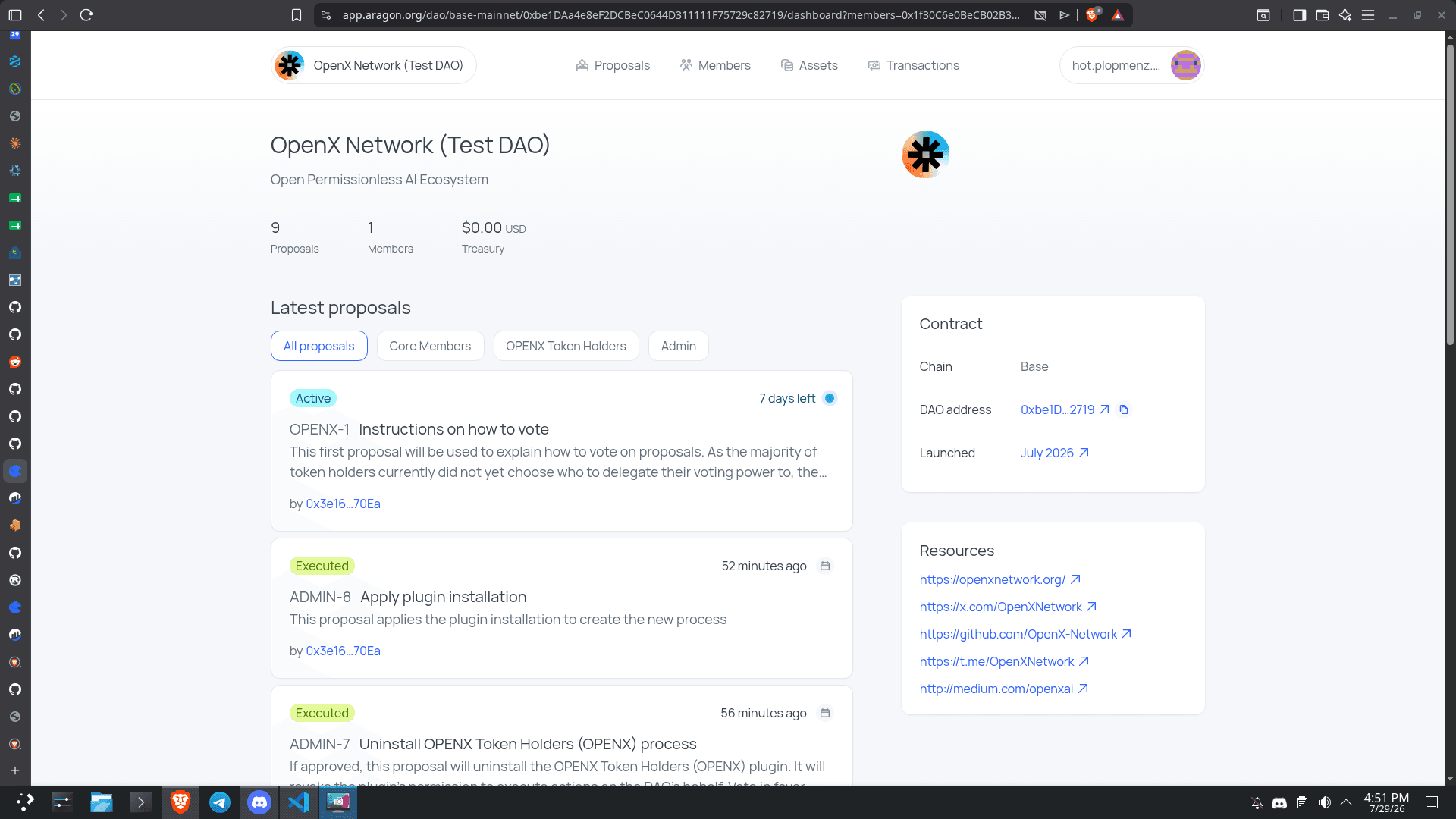 DAO proposal select