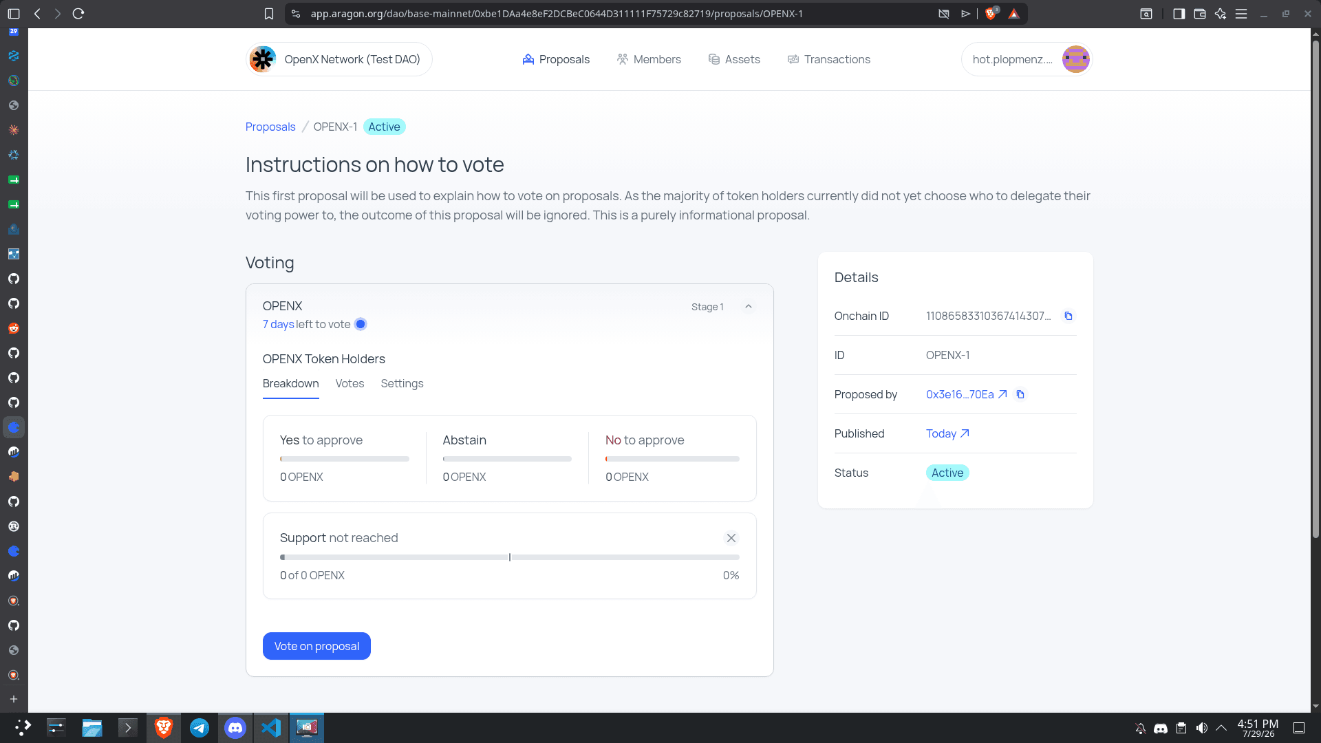 DAO proposal view